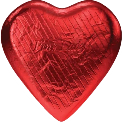 Foiled Chocolates Pink Lady Milk Chocolate Hearts Red Foil 30g