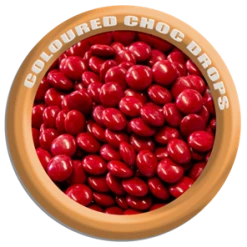 Bagged Lollies & Chocolates Lolliland Coloured Choc Drops Red