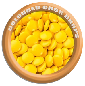 Lolliland Bagged Lollies & Chocolates Confectionery House Coloured Choc Drops Yellow 1 Lolliland Bagged Lollies & Chocolates Confectionery House Coloured Choc Drops Yellow