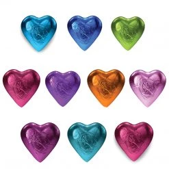 Foiled Chocolates Pink Lady Milk Chocolate Hearts Mixed Designer Coloured Foils 10 X 8g (80g)