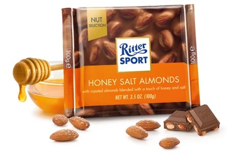 European Selection Ritter Sport Milk Chocolate Honey Salted Almond 100g 1 European Selection Ritter Sport Milk Chocolate Honey Salted Almond 100g